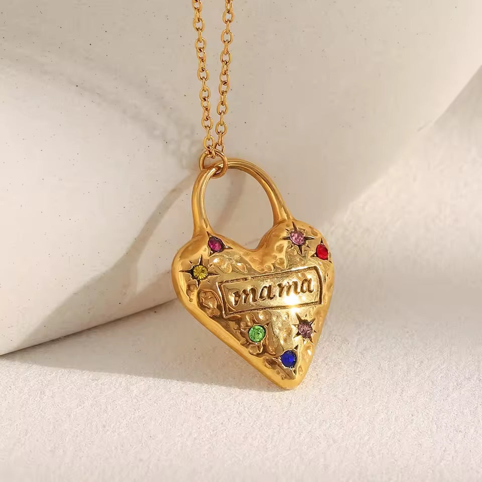 Mama’s Love Lock Gold Necklace 💘
