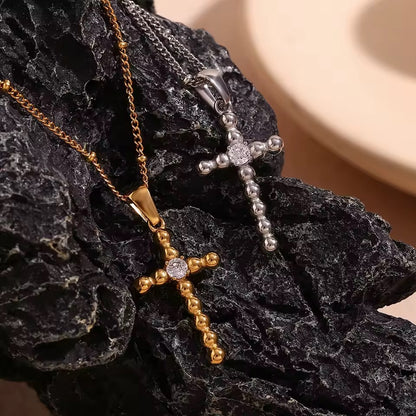 Vow Cross Silver Crystal Pendant Necklace 
