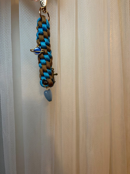 Blue and brown charm keychain 