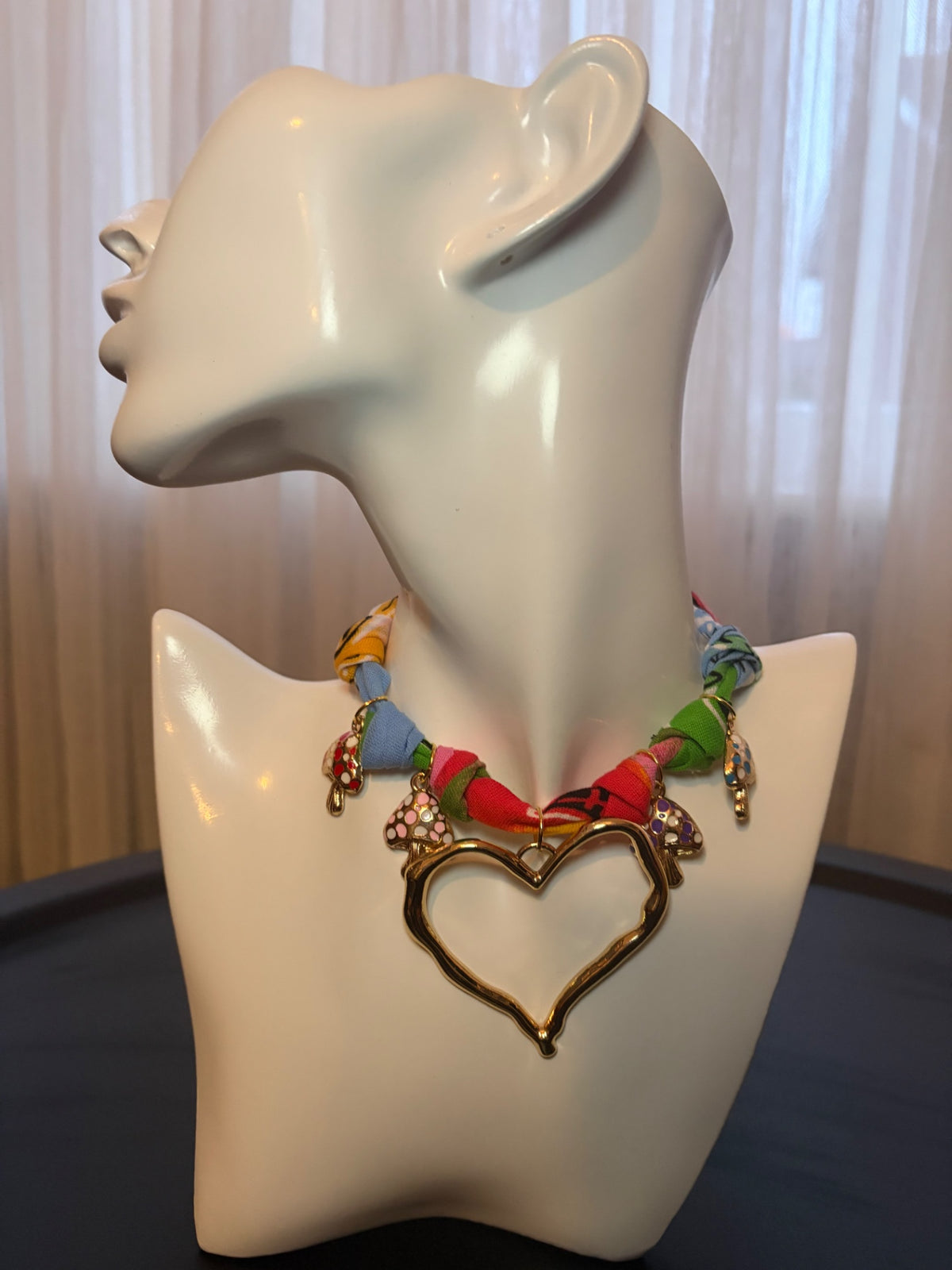Rainbow heart bandana necklace 
