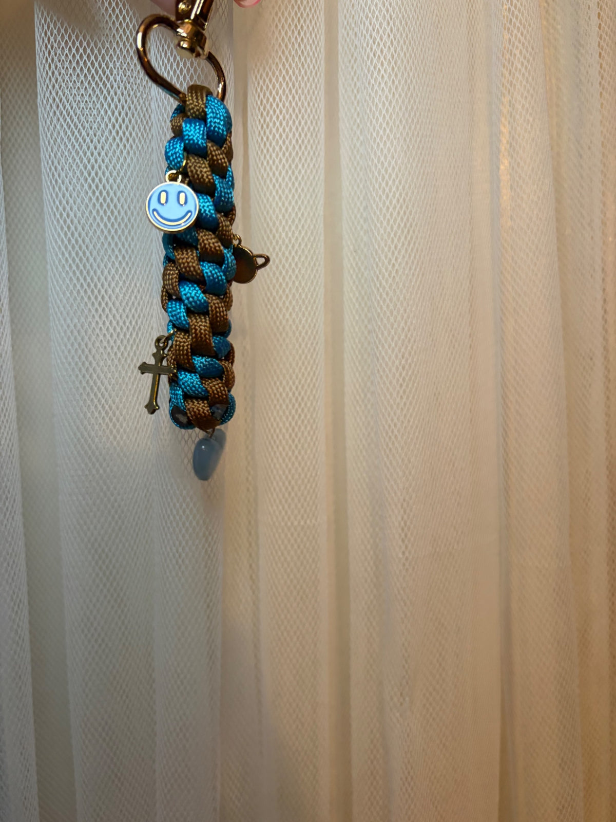 Blue and brown charm keychain 