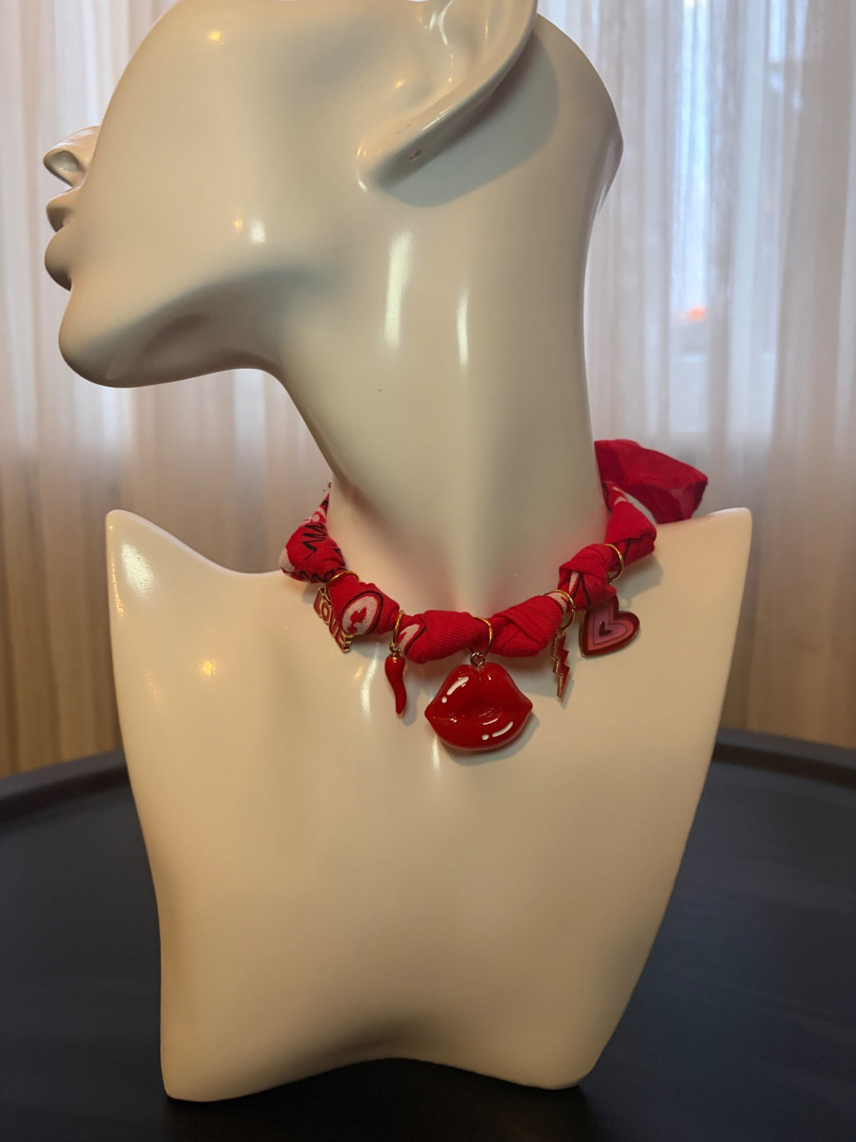 Red bandana necklace 