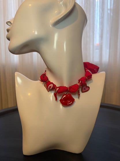 Red bandana necklace 