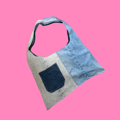 Upcycled demin jean shoulder bag