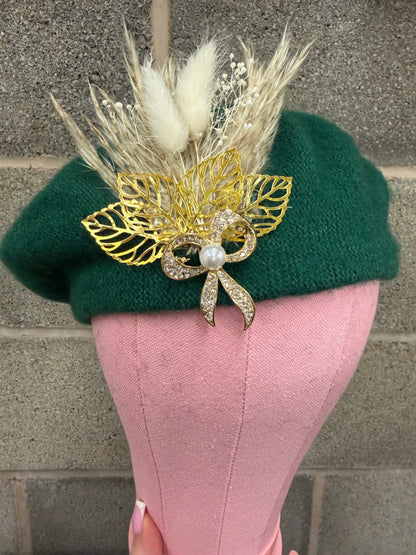 Green embellished beret 