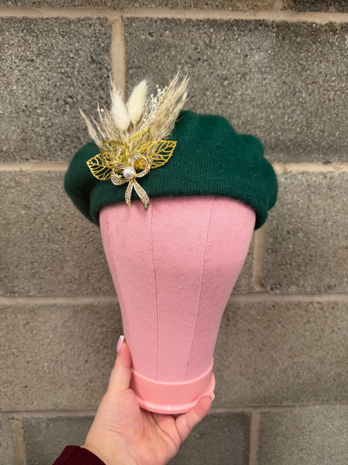 Green embellished beret 