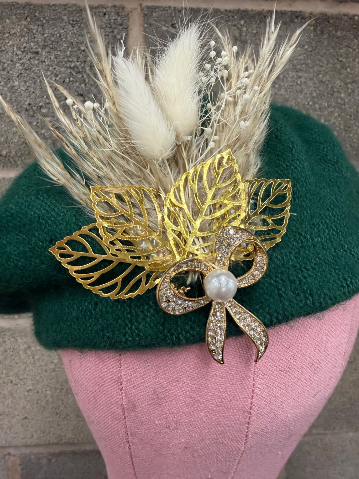 Green embellished beret 