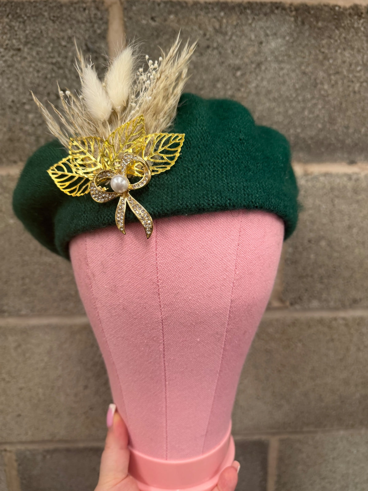 Green embellished beret 