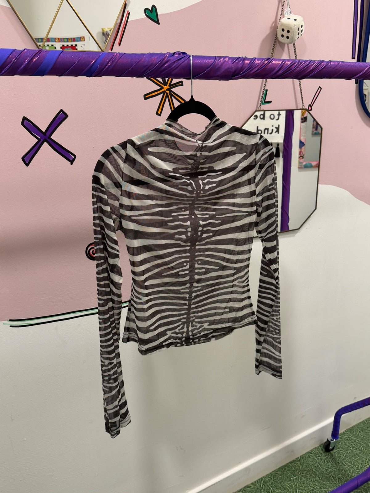 Zebra Print Mesh Top