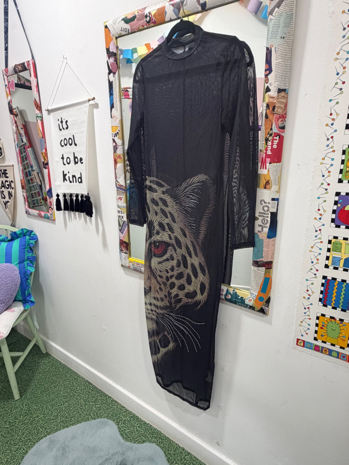 Leopard Face Sheer Dress