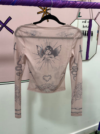 Angel Tatoo Mesh top