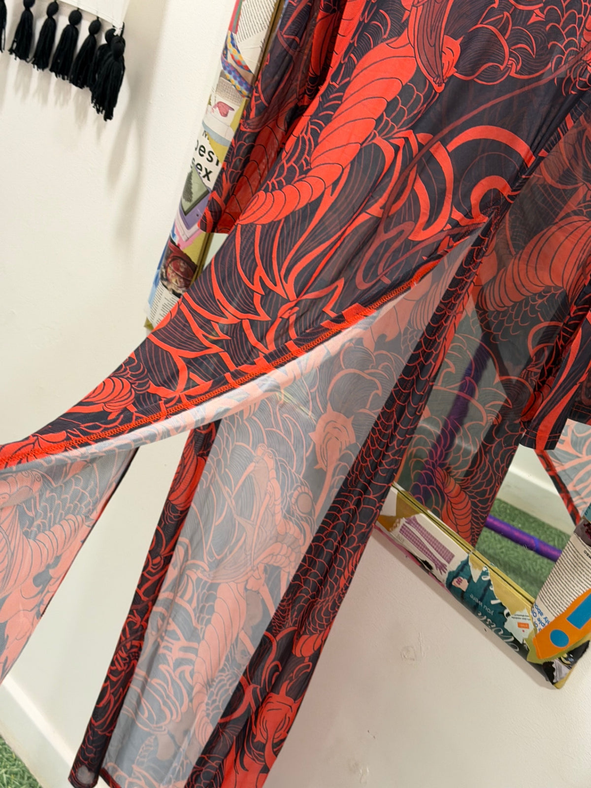 Red Snake Mesh Dress