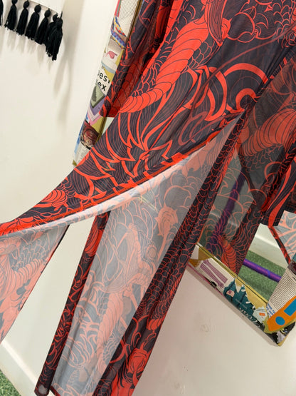 Red Snake Mesh Dress