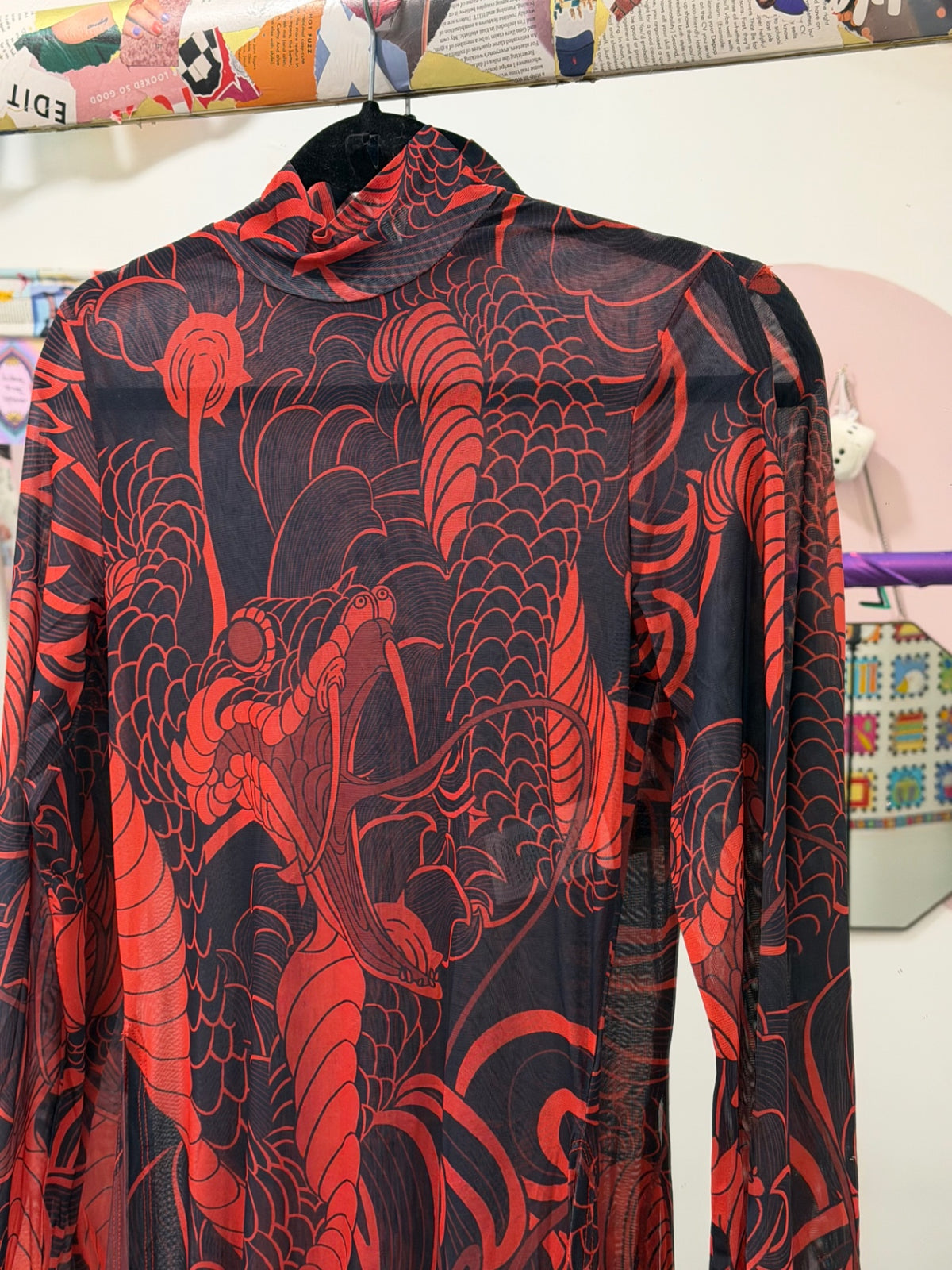 Red Snake Mesh Dress
