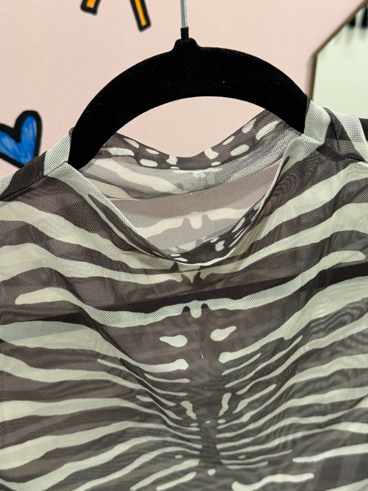 Zebra Print Mesh Top