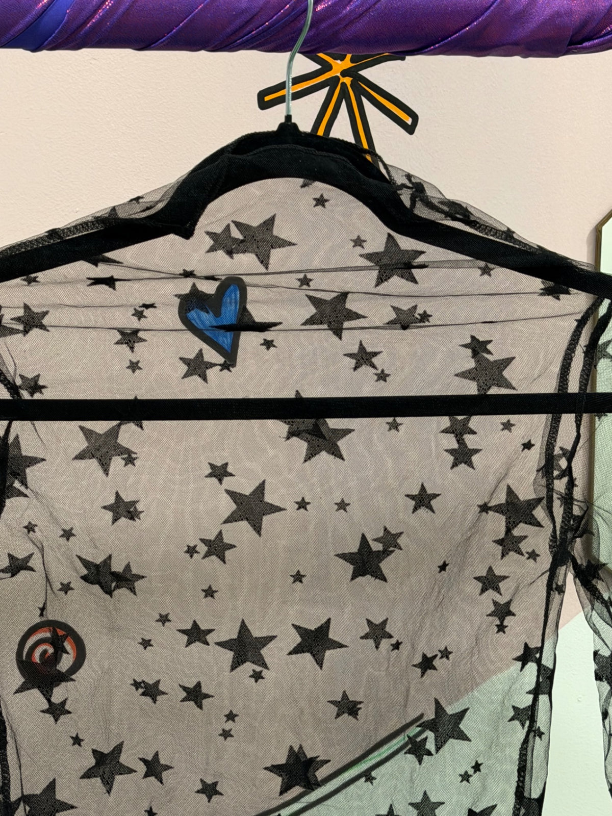 Black Star Mesh Top