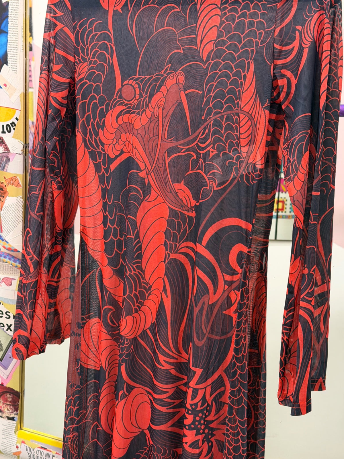 Red Snake Mesh Dress