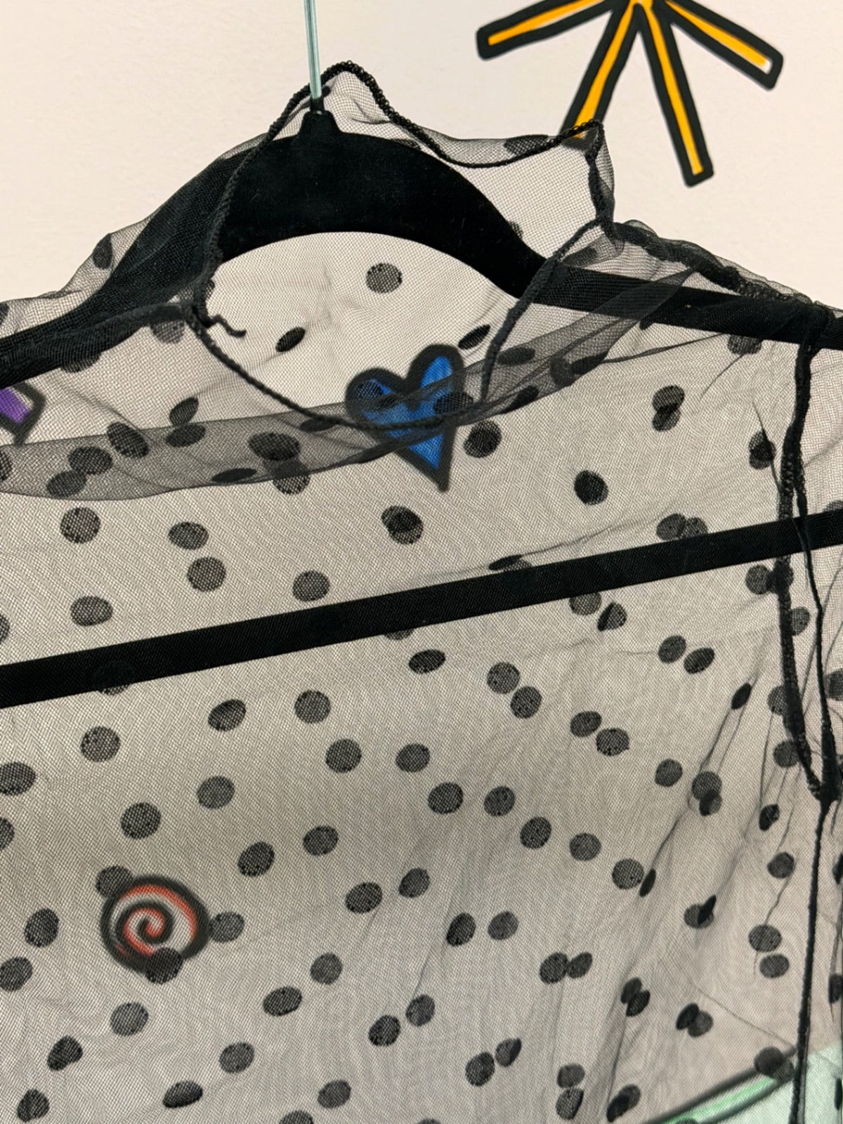 Black Polka Dot Mesh Top