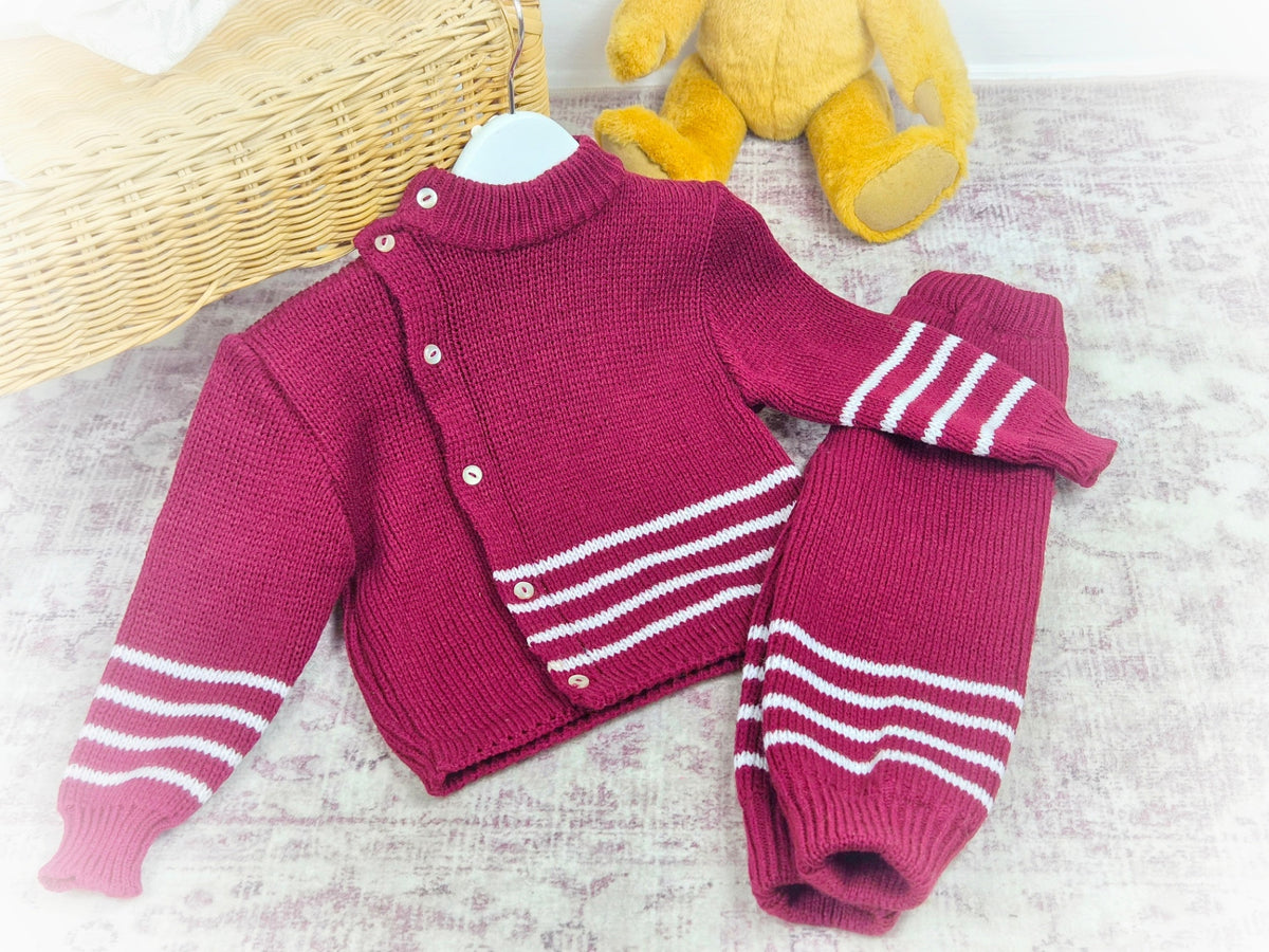 Two piece burgundy knit set