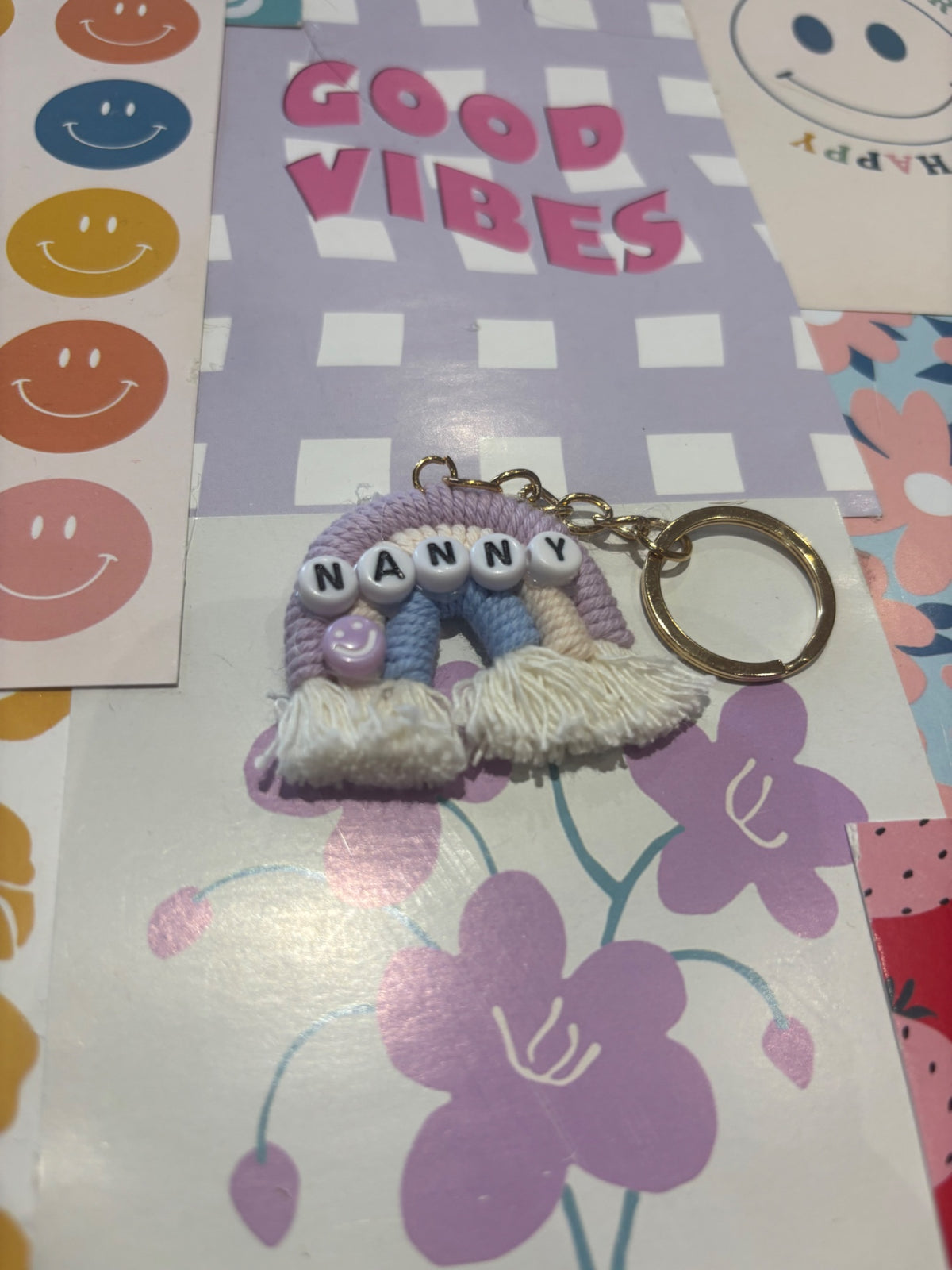 Lilac/blue Nanny Rainbow Keyring 