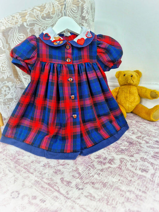Vintage tartan bear dress