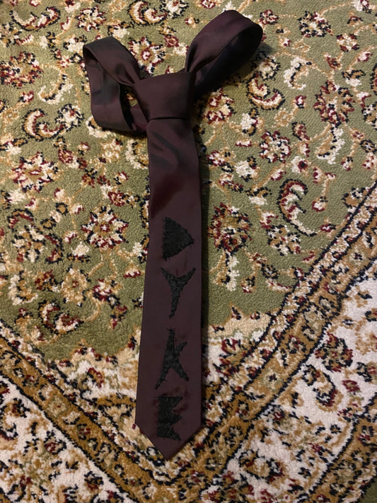 BLACK AND BURGUNDY DYKE Up-cycled tie