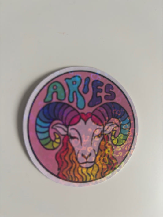 Aries holographic sticker