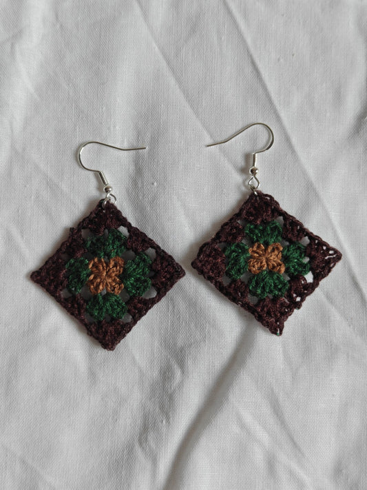 Cute granny square boho earrings 