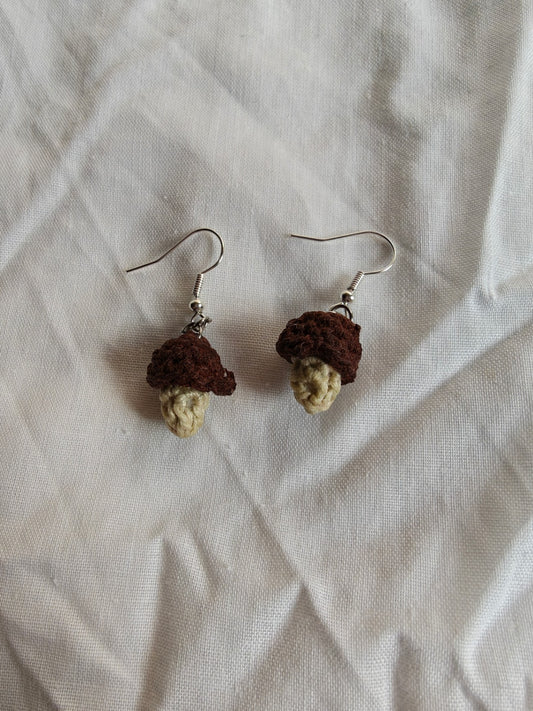 Cute autumn brown mushroom earrings