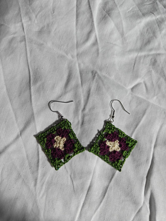 Cute boho granny squares earrings