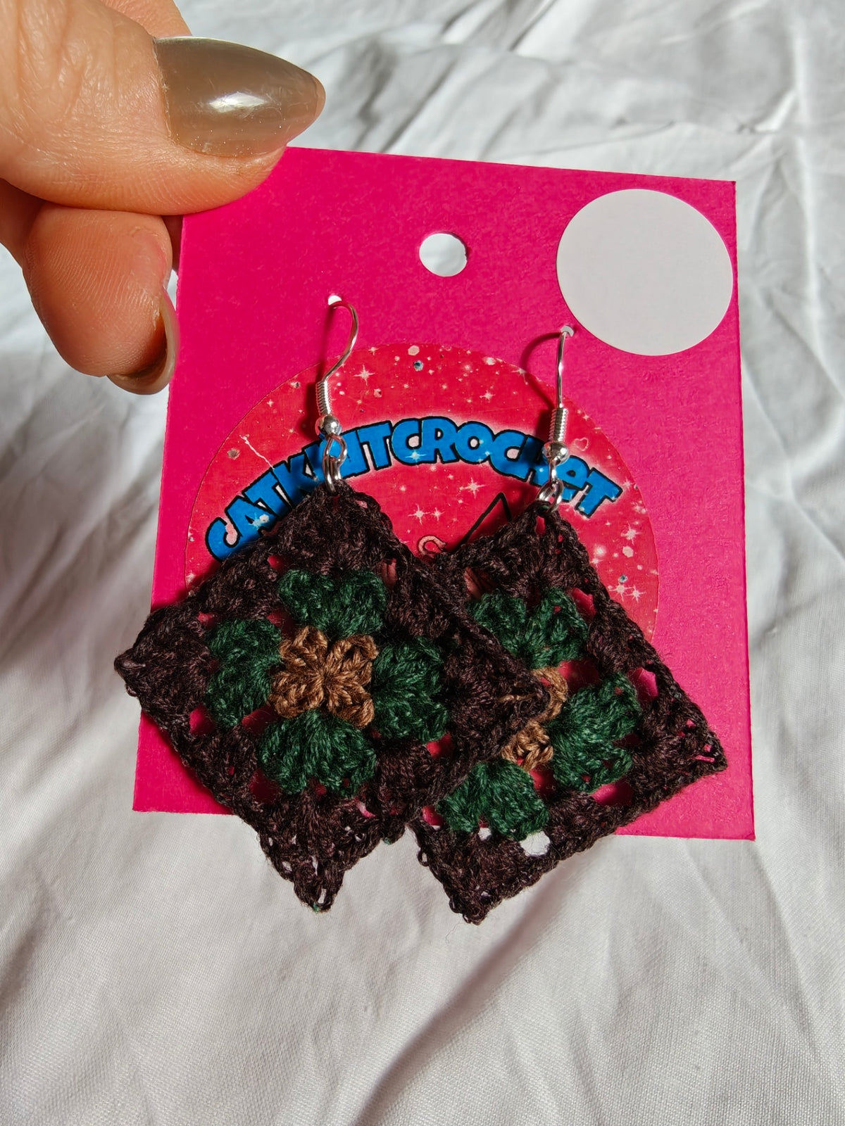 Cute granny square boho earrings 