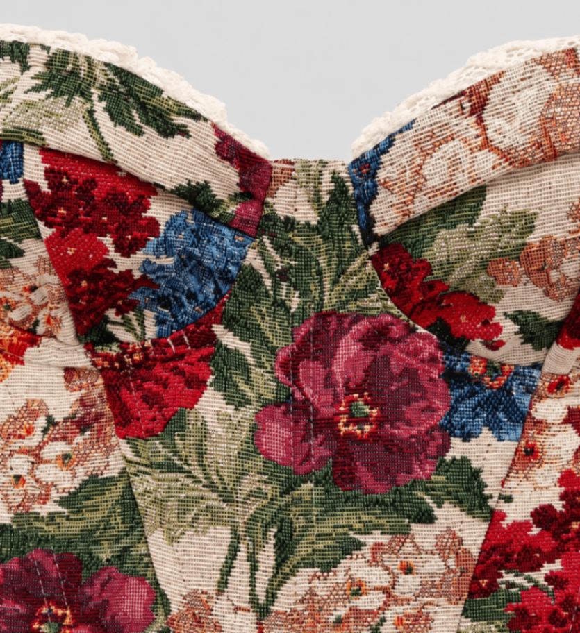 Romantic Tapestry Red Mix Floral Corset Med