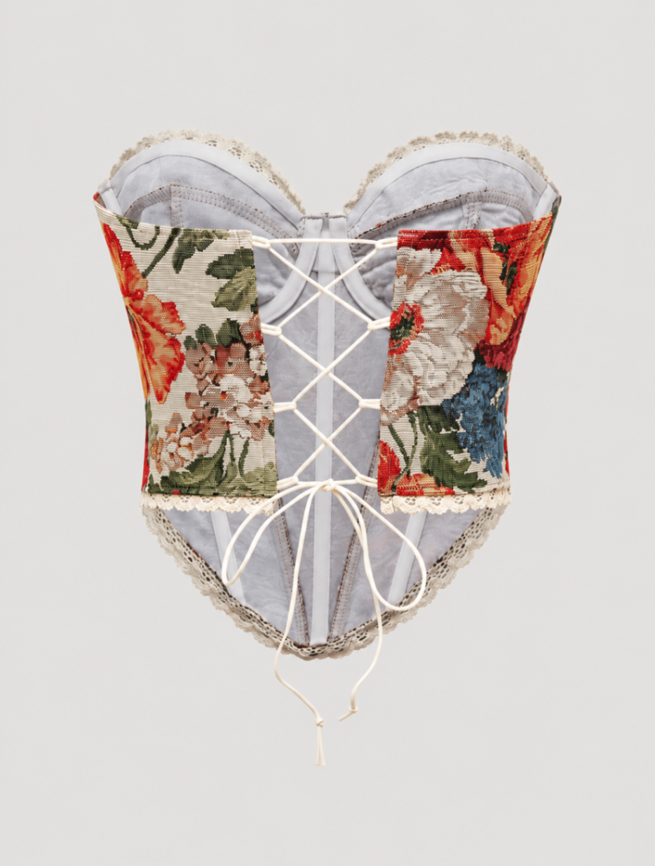 Romantic Tapestry Red Mix Floral Corset Large