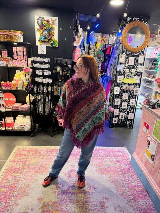 Fuchsia Pink Tassel Poncho