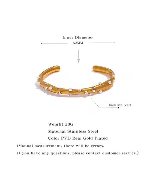 Pearl Halo — Gold Tone Cuff Bracelet