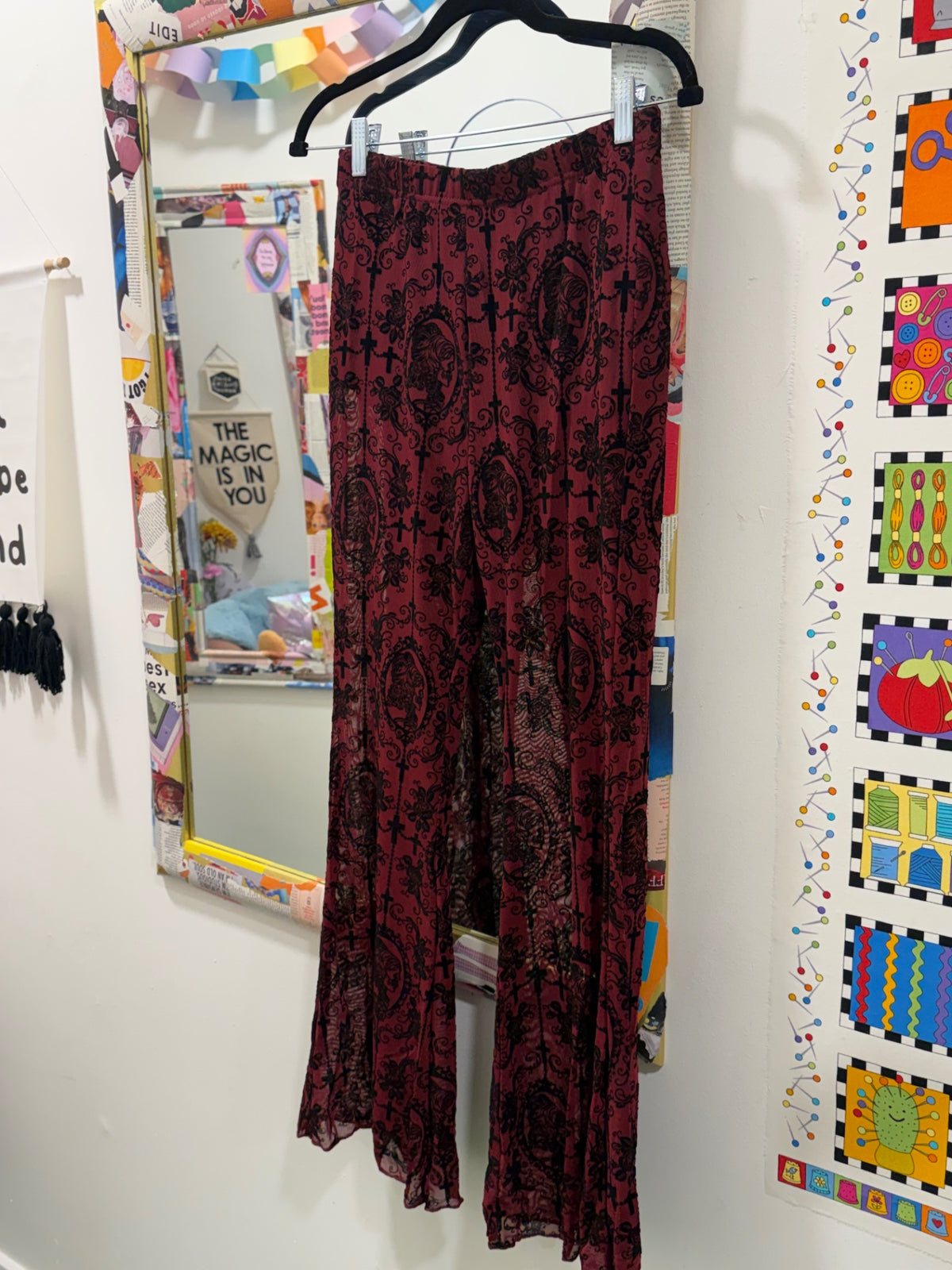 Burgandy Skull Trousers Size Medium