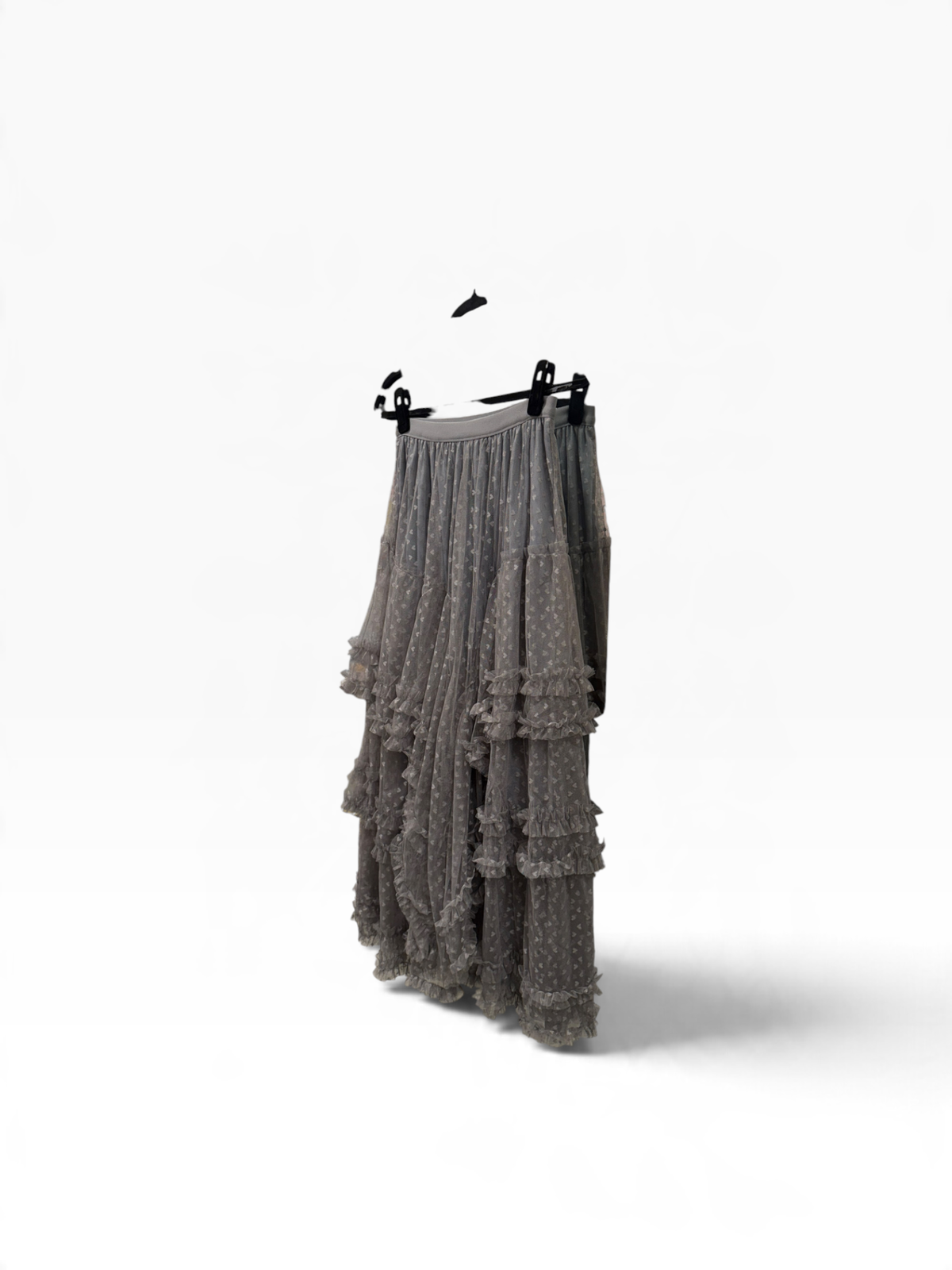Grey Love Heart Western Maxi Skirt