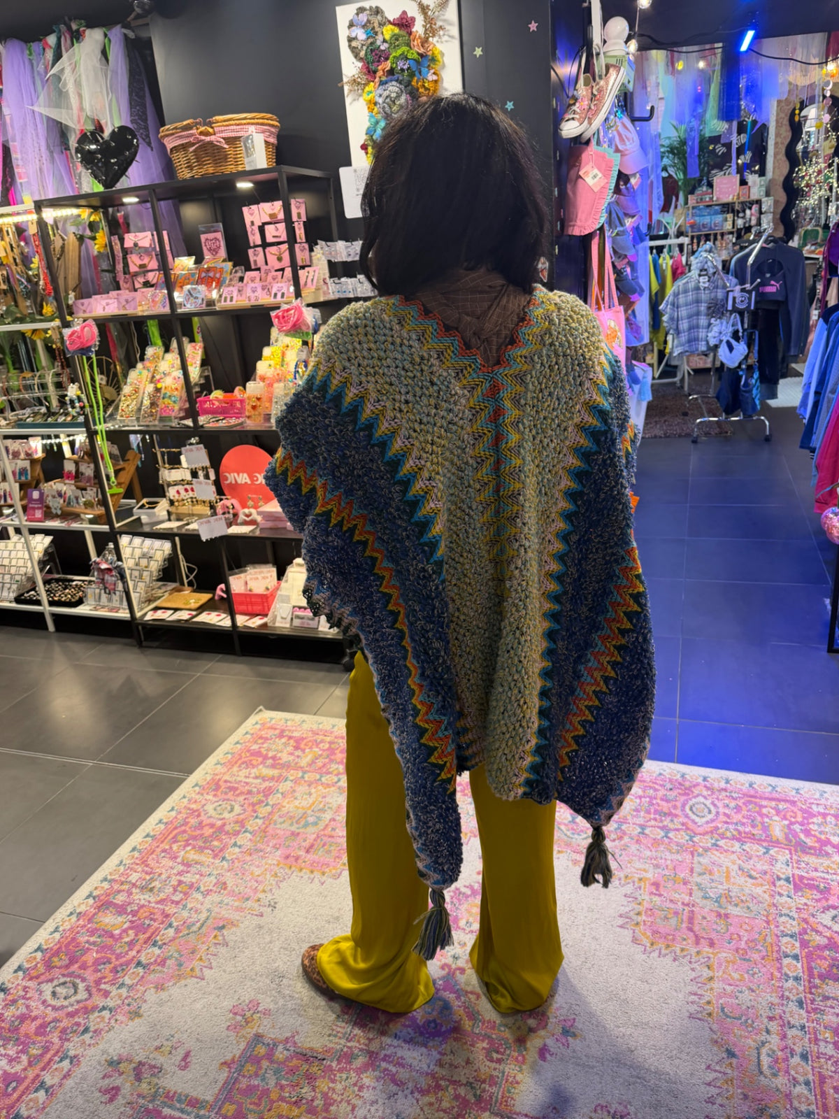 Blue Multi Tassel Shawl