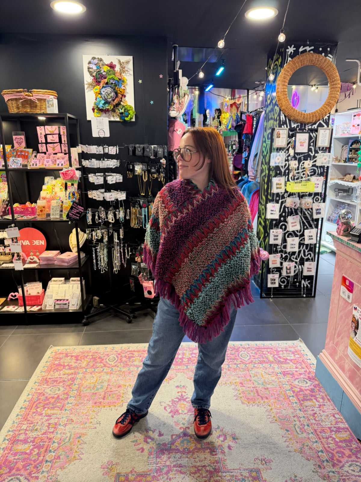 Fuchsia Pink Tassel Poncho