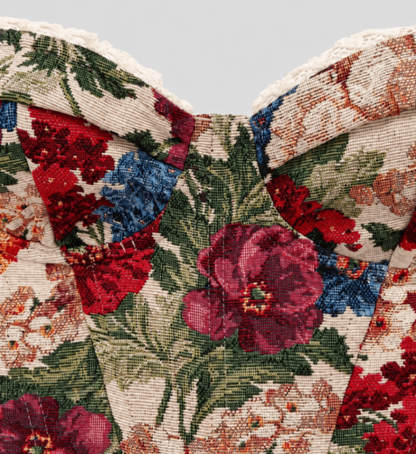 Romantic Tapestry Red Mix Floral Corset Small