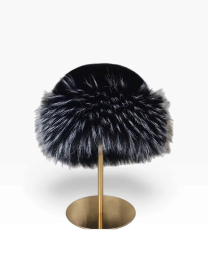Fur Bucket Hat Black White