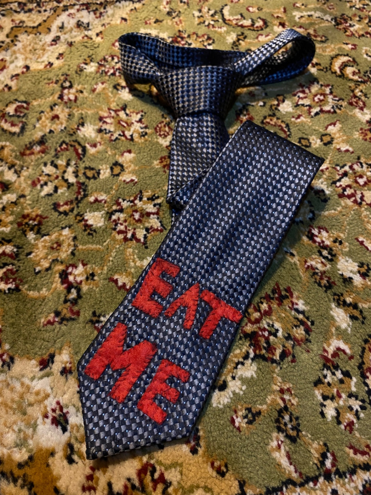 RED EAT ME Up-cycled tie