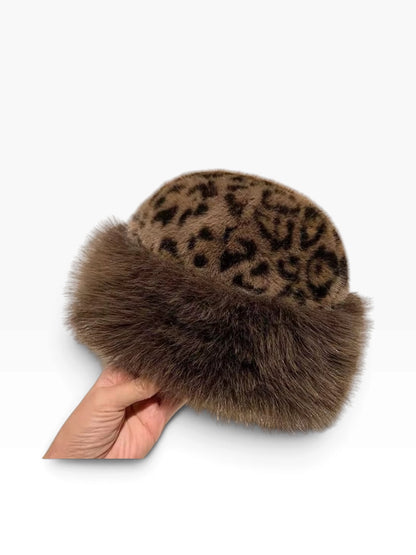 Fur Bucket Hat Dark Leopard