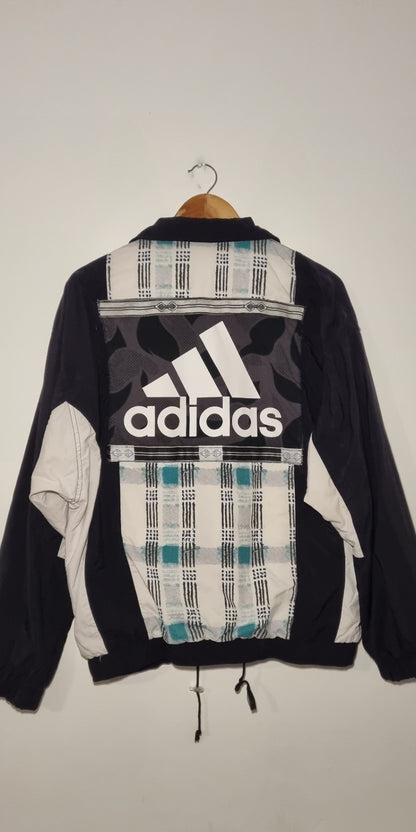Black and White Windbreaker with Silver Trim