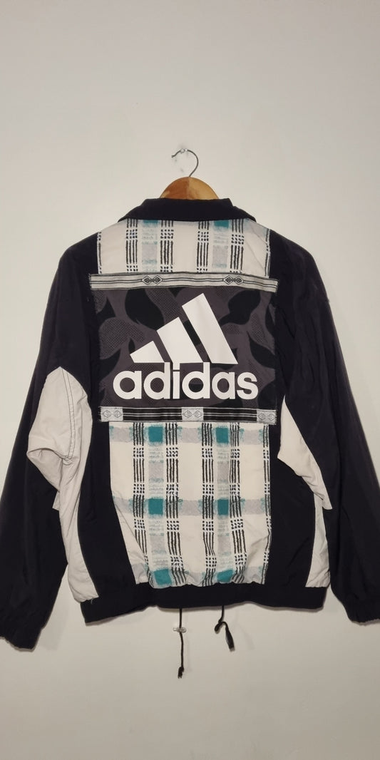 Black and White Windbreaker with Silver Trim