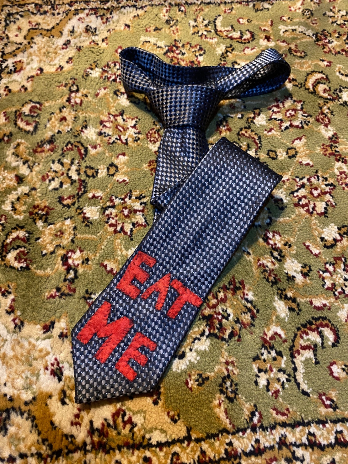 RED EAT ME Up-cycled tie