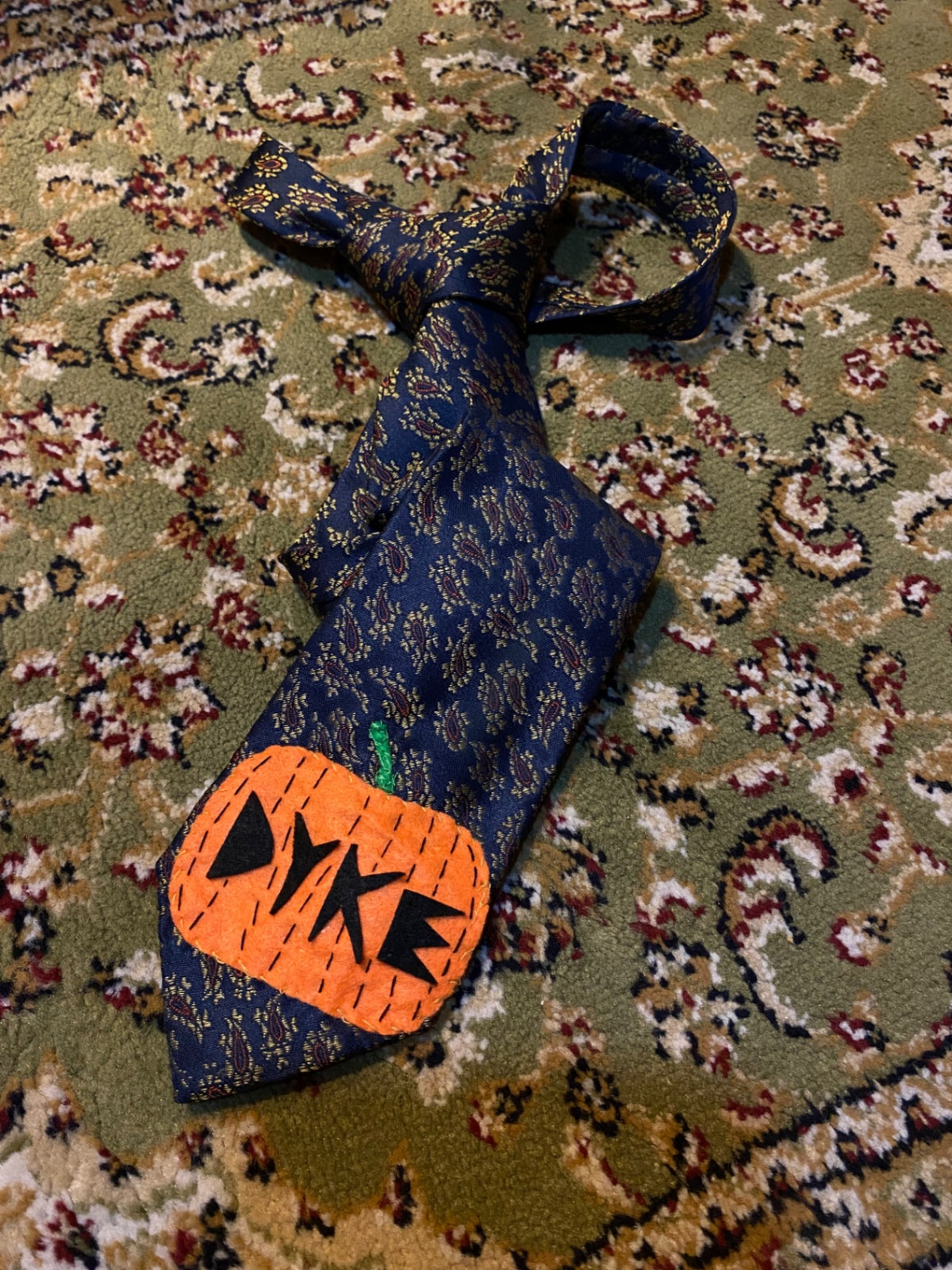FLORAL DYKE PUMPKIN Up-cycled tie 