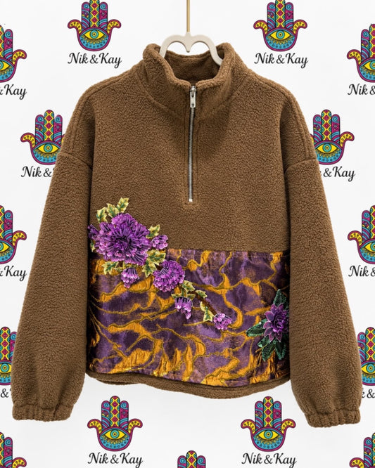 Brown half zip fleece jumper