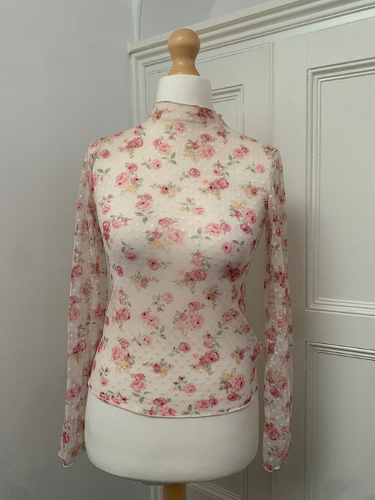 tally weijl mesh floral top