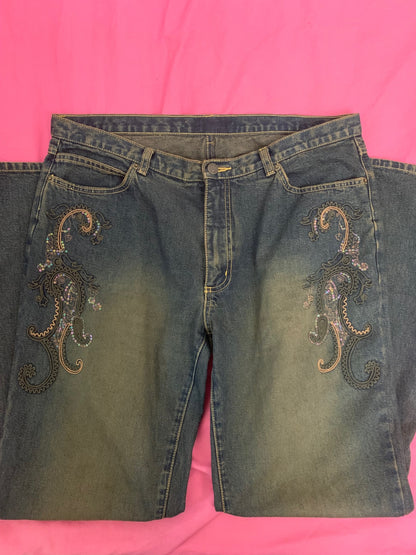 vintage embroidered jeans